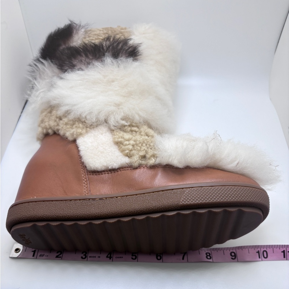 NIB COACH Morton Calf/Shearling Mix Saddle/Natural Boot - Picture 9 of 13